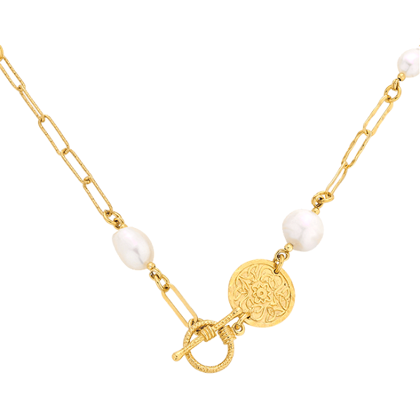 Chain necklace with pearls and medallion Mokobelle