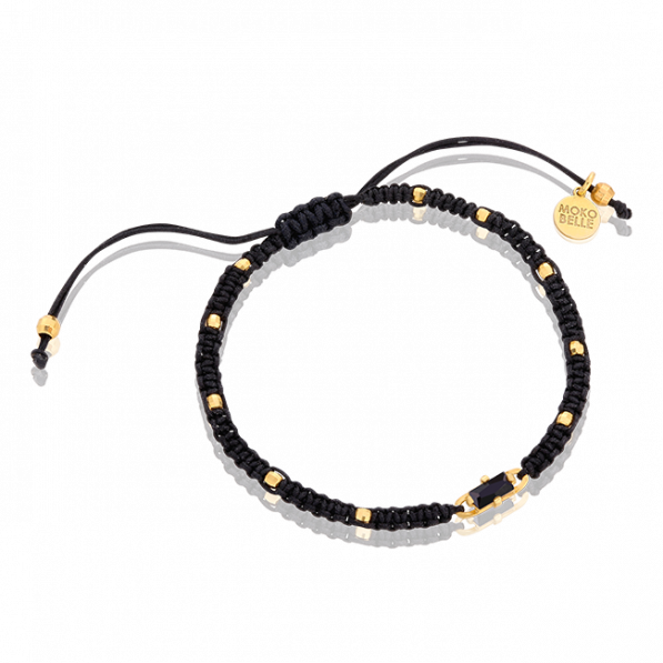 Black braided bracelet with zirconia