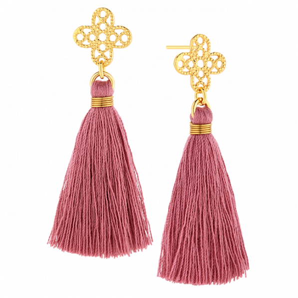 Earrings with Tosca rosette and tassel