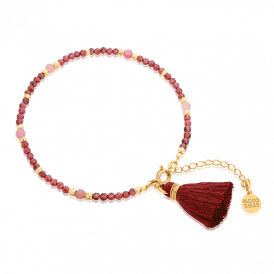 Garnet and tourmaline bracelet with a tassel