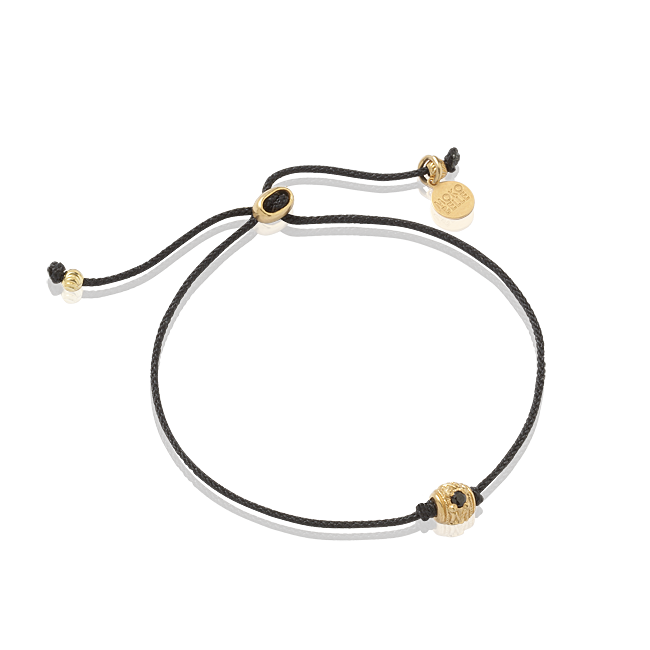 Braided bracelet with engraved onyx barrel