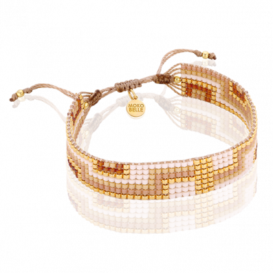Geometric braided-bracelet in beige and coffee tones