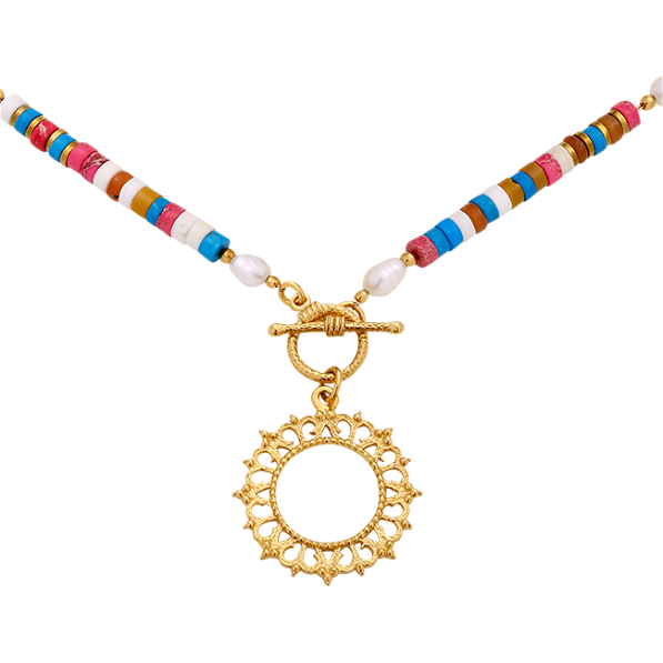 Chain with coloured stones and Diana rosette