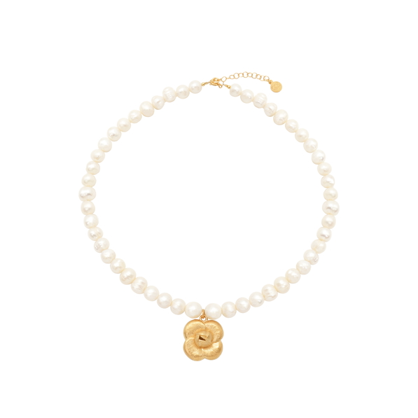 Naszyjnik choker z pereł Vintage Flower gold