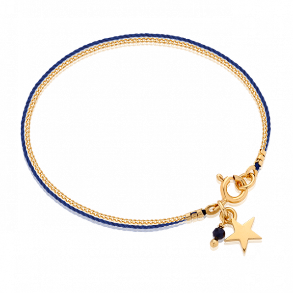 Navy-blue thread bracelet with chain and star pendant