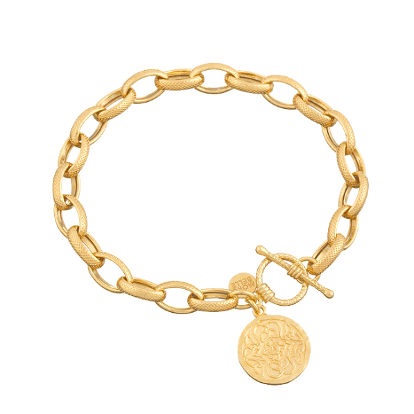 Chain bracelet with Mokobelle medallion and decorative clasp